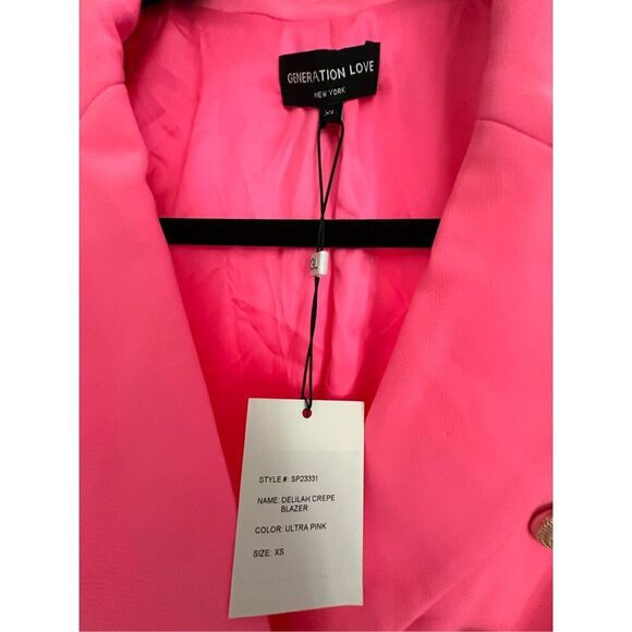 Generation Love Delilah Crepe Blazer in Ultra Pink Size XS - Picture 4 of 8